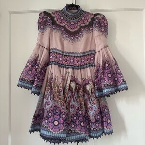 Zimmermann Celestial Bell Sleeve Mini Dress size 0 Worn Once!